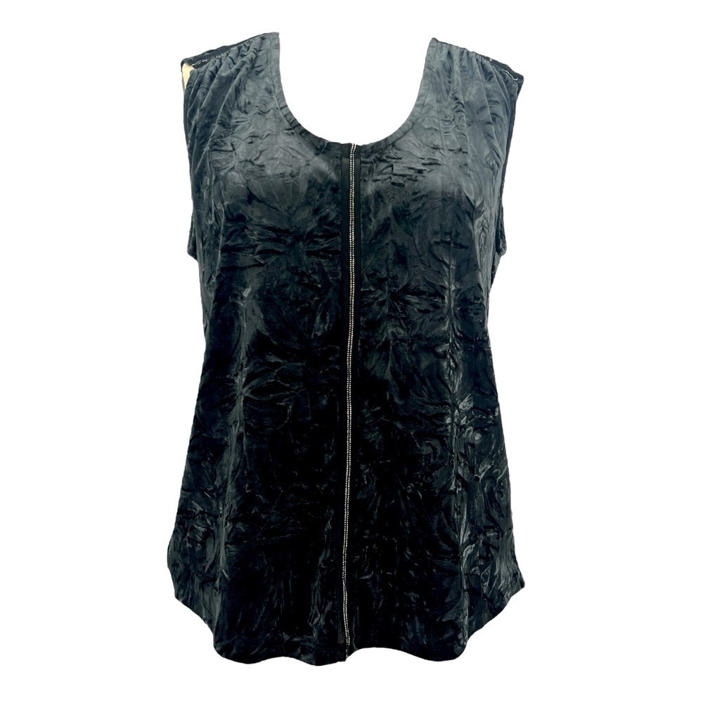 Rock & Republic Sleeveless Top Blouse Black Whimsigoth Faux Burn Out Velvet SZ M